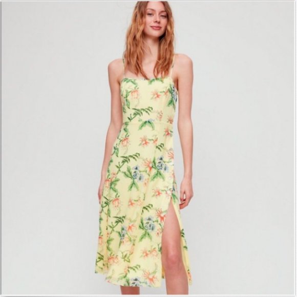 NWT Aritzia Wilfred Caspar Midi Dress Yellow - Picture 1 of 7
